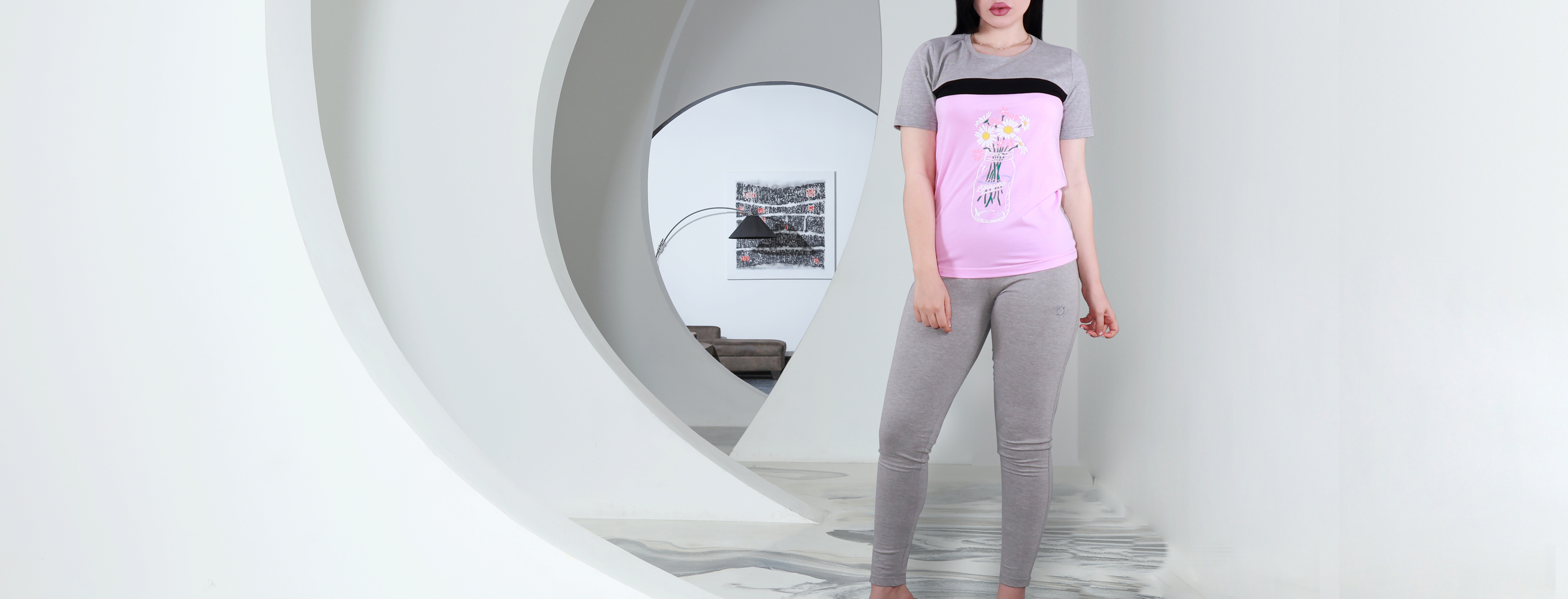 ست تیشرت و شلوار زنانه کد 6559