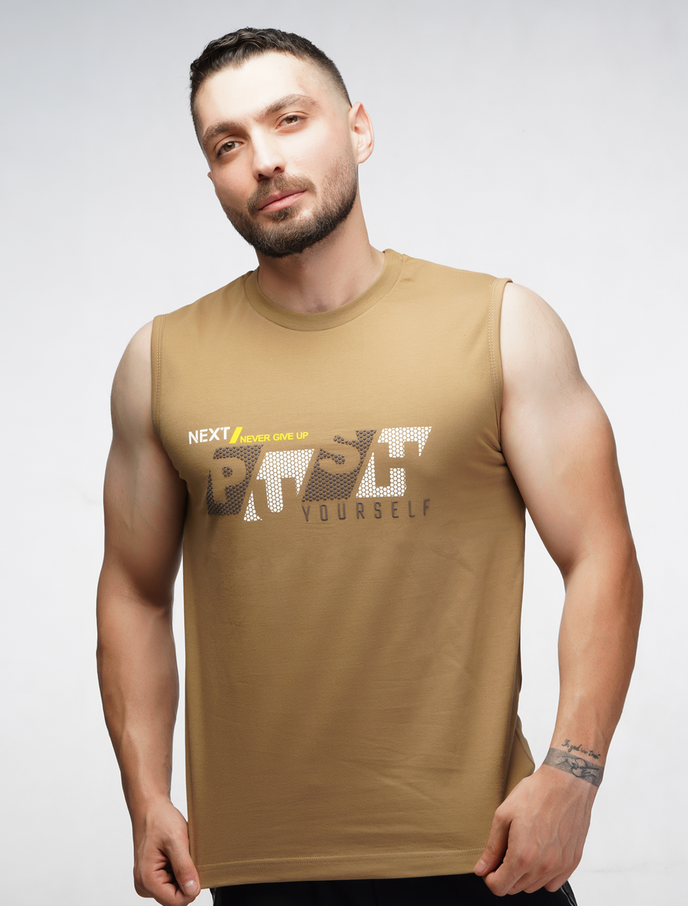 تیشرت حلقه ای مردانه چاپ push موکا