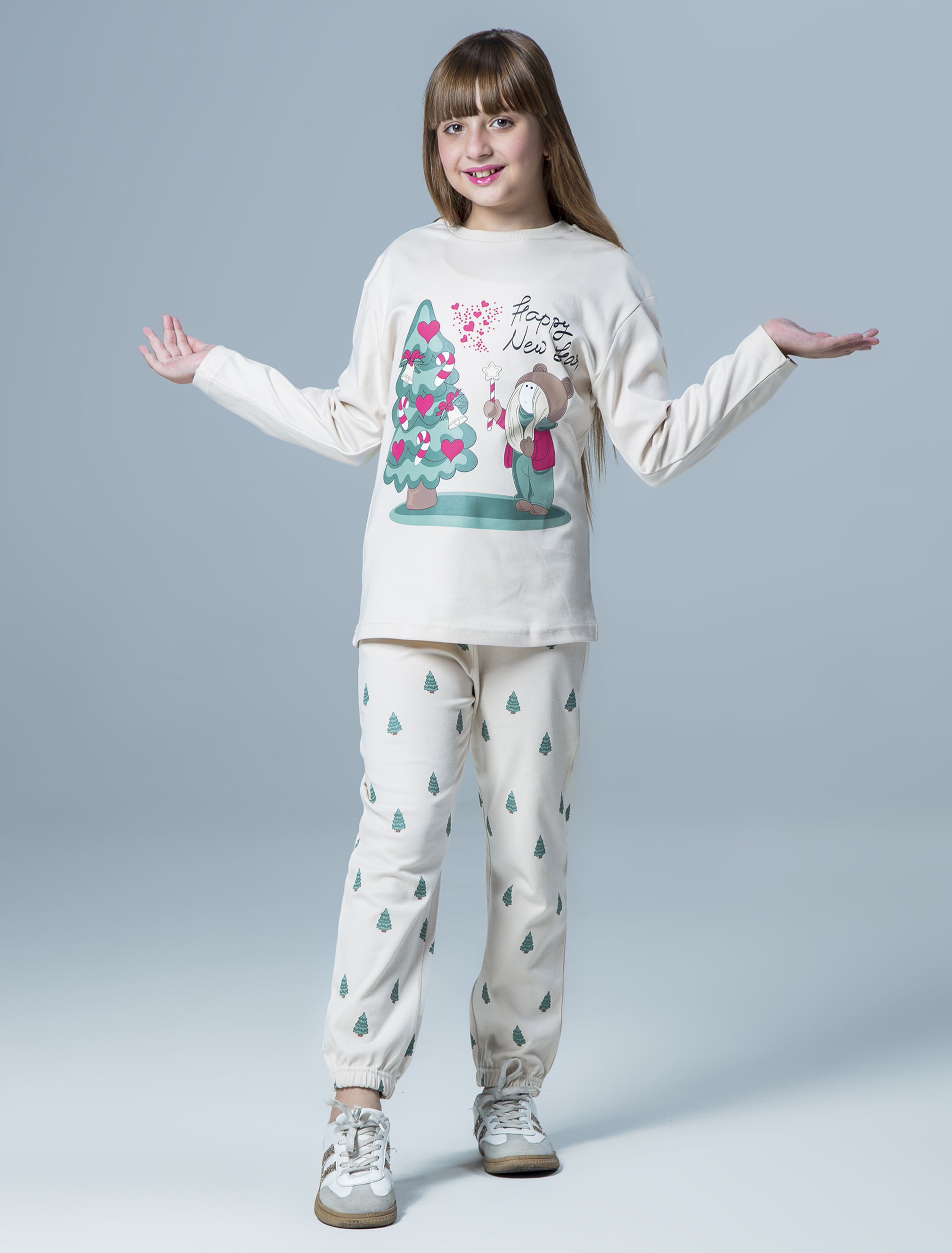 ست دخترانه بلوز و شلوار طرح کریسمس