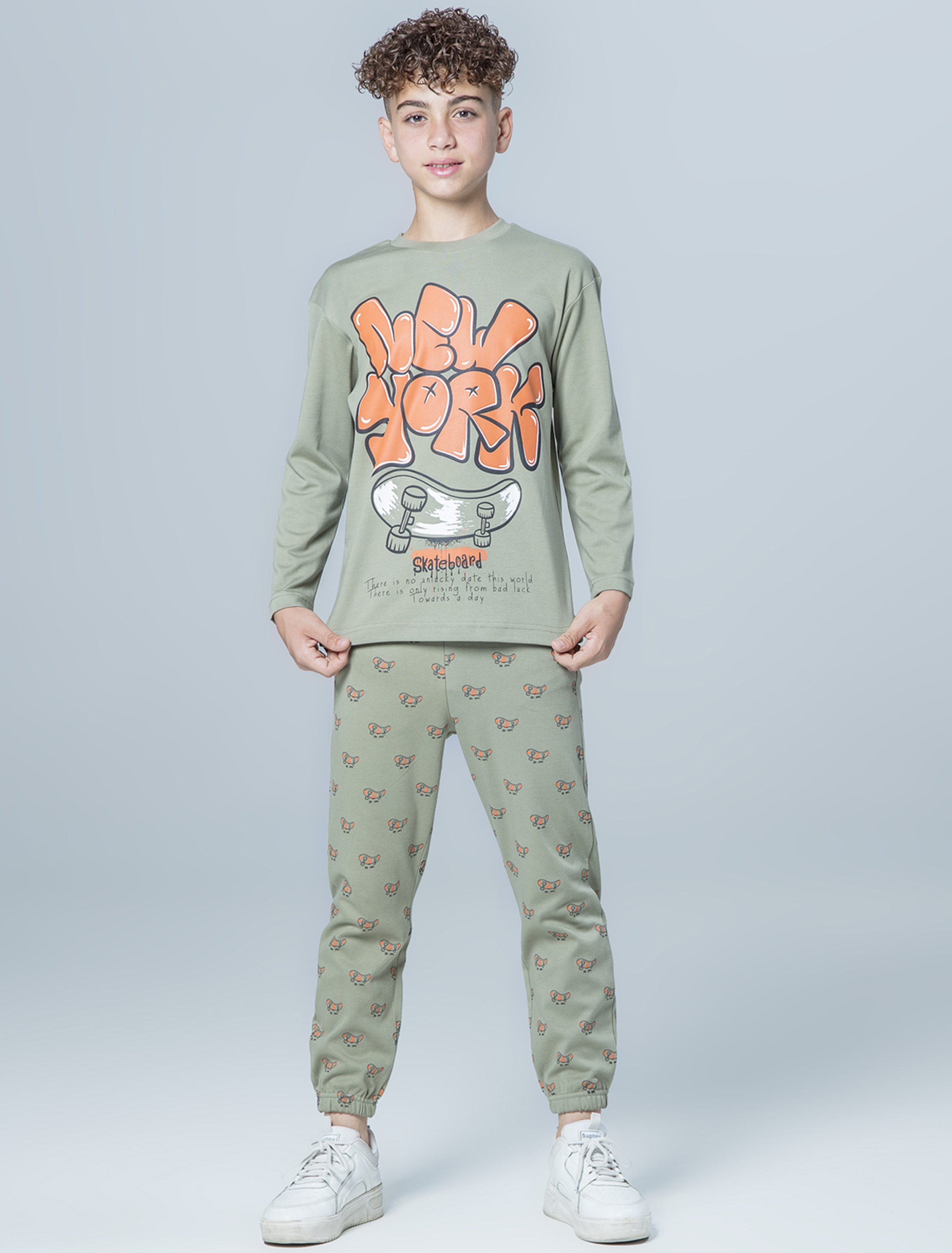 ست پسرانه بلوز و شلوار دمپا کش طرح نیویورک