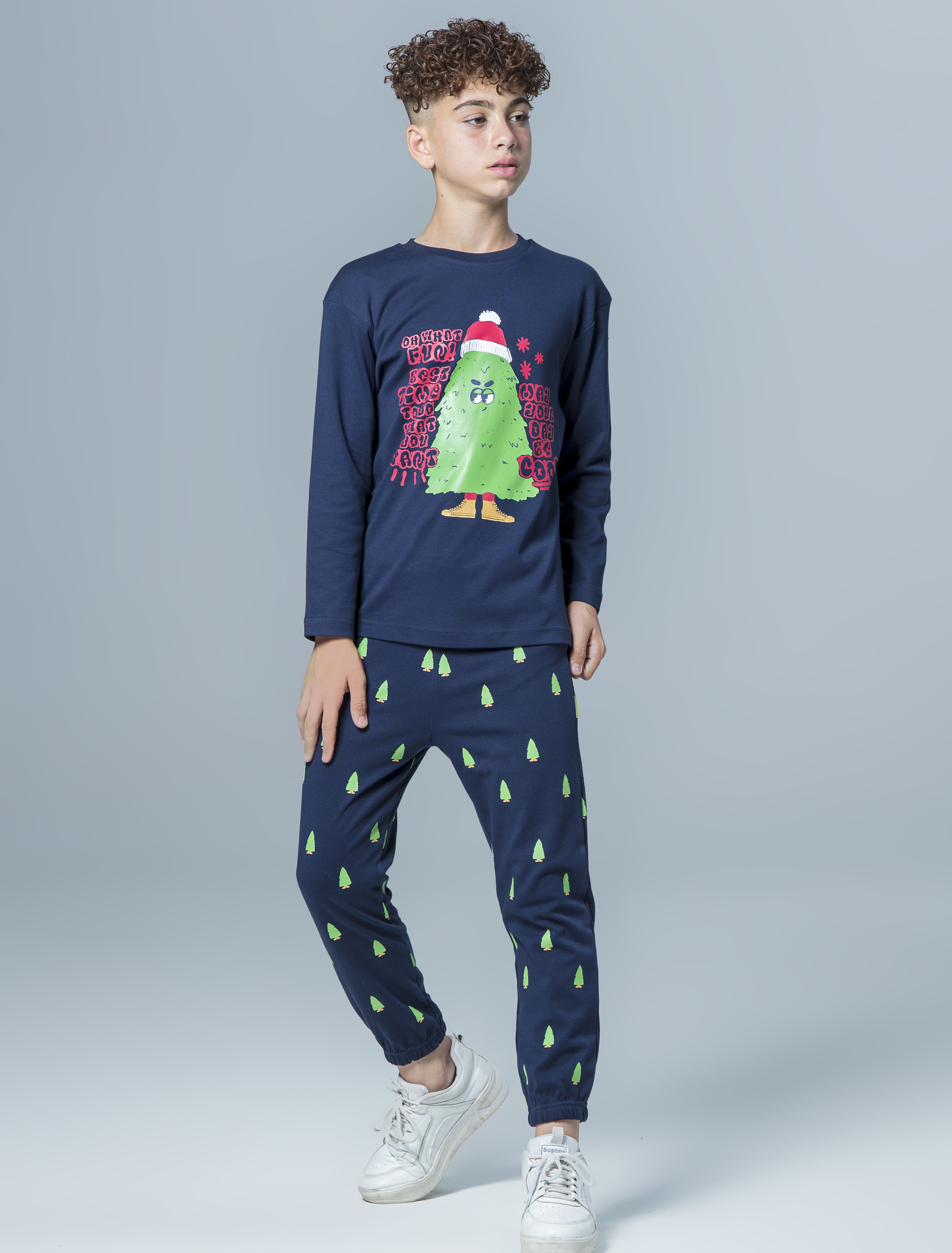 ست پسرانه بلوز و شلوار دمپا کش طرح کریسمس 