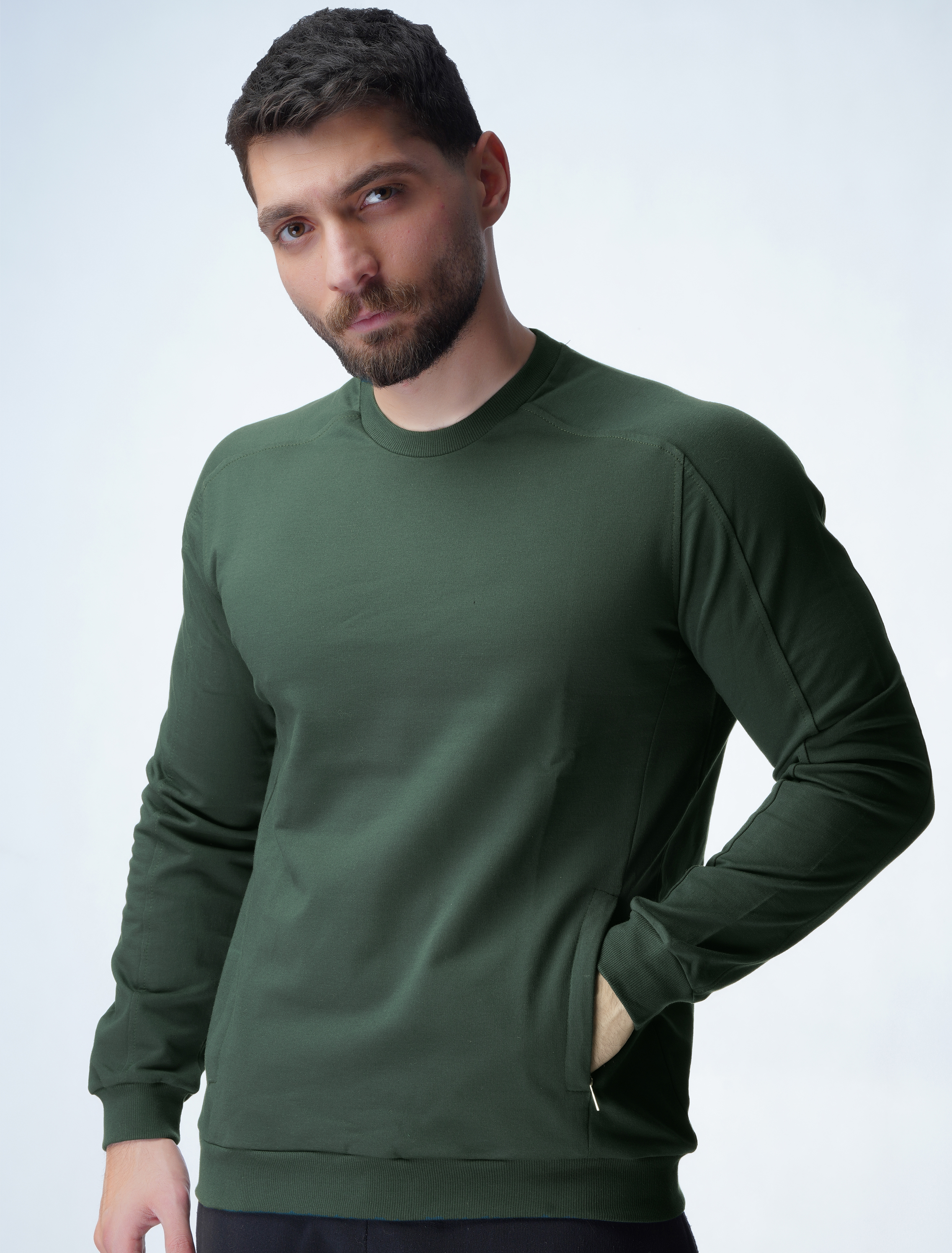 بلوز مردانه آستین بلند یقه گردبغل جیبدار زیپی