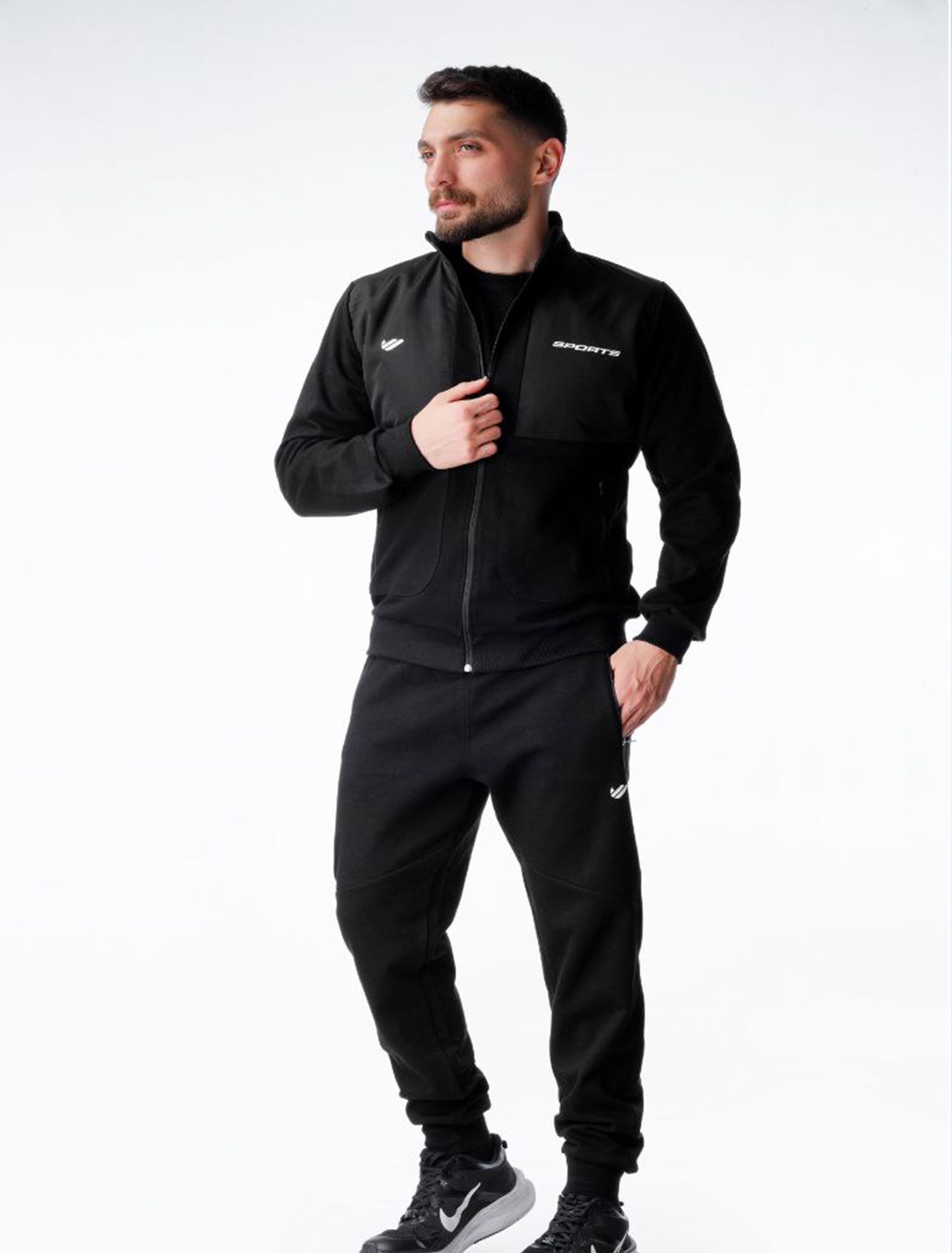 ست مردانه سویشرت و شلوار مشکی طرح اسپورت