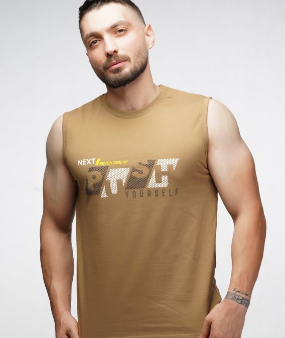 تیشرت حلقه ای مردانه چاپ push موکا