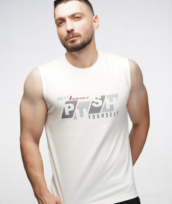 تیشرت حلقه ای مردانه چاپ push سفید