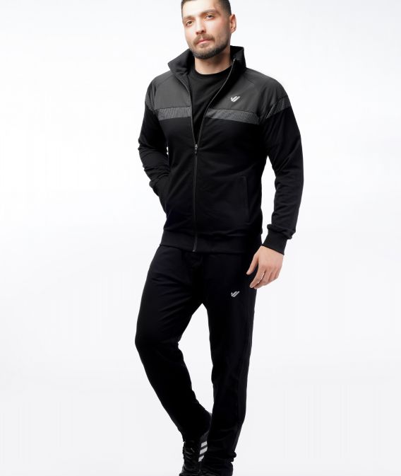 ست مردانه سویشرت یقه ایستاده و شلوار مشکی