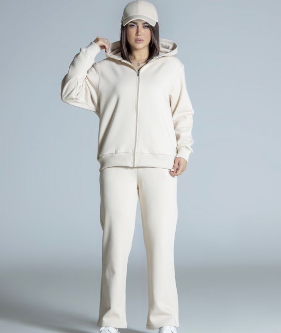 ست زنانه سویشرت کلاهدار و شلوار پشت دورس رنگی