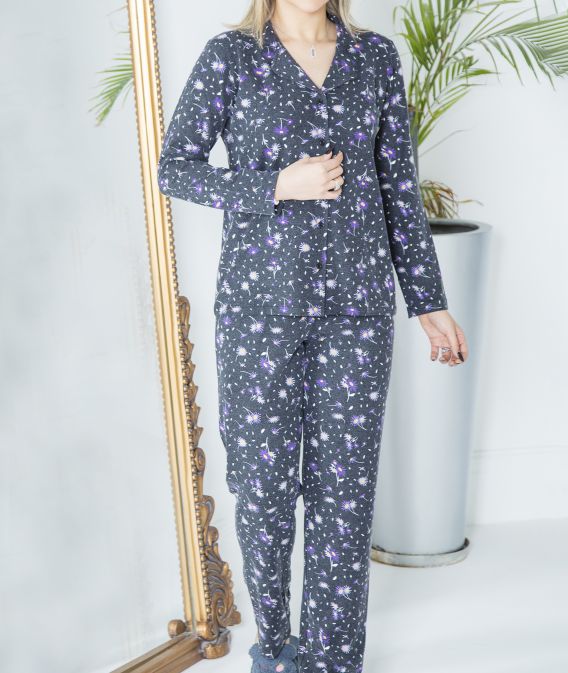 ست زنانه کت و شلوار ذغالی طرحدار موهر