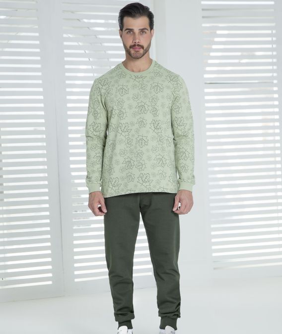 ست مردانه بلوز و شلوار طرح برگ پاییزی