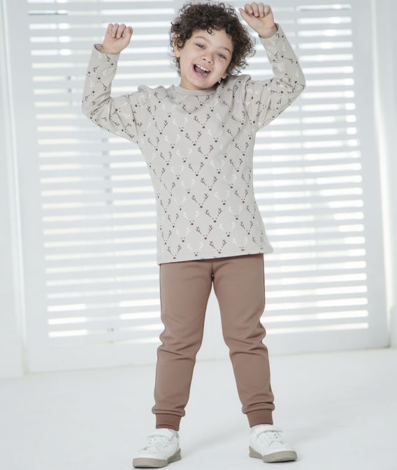 ست پسرانه بلوز و شلوار دمپا کش طرح گوزن