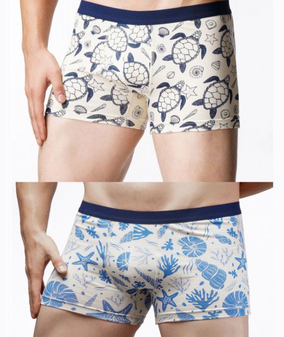 شورت پادار مردانه کمرکش اسپرت چاپدار طرح دریایی - بسته2 عددی