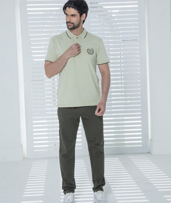 ست مردانه پولوشرت یقه دو دکمه جودون و شلوار سوپر پنبه