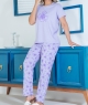 ست زنانه تیشرت و شلوار طرح گل بنفشه نیکوتن پوش کد6647 3