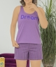 ست زنانه رکابی طرح اسپرت DREAM  و شورتک راه راه بنفش 2
