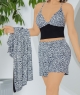 ست زنانه 3 تیکه پیراهن + تاپ و شورتک مشکی طرحدار 3