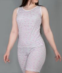 ست زنانه رکابی یقه گرد با شلوارک طرحدار