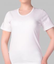 تیشرت نیم آستین زنانه یقه گرد سفید ساده