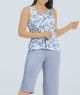 ست زنانه رکابی وشلوارک طرحدار شکوفه آبی